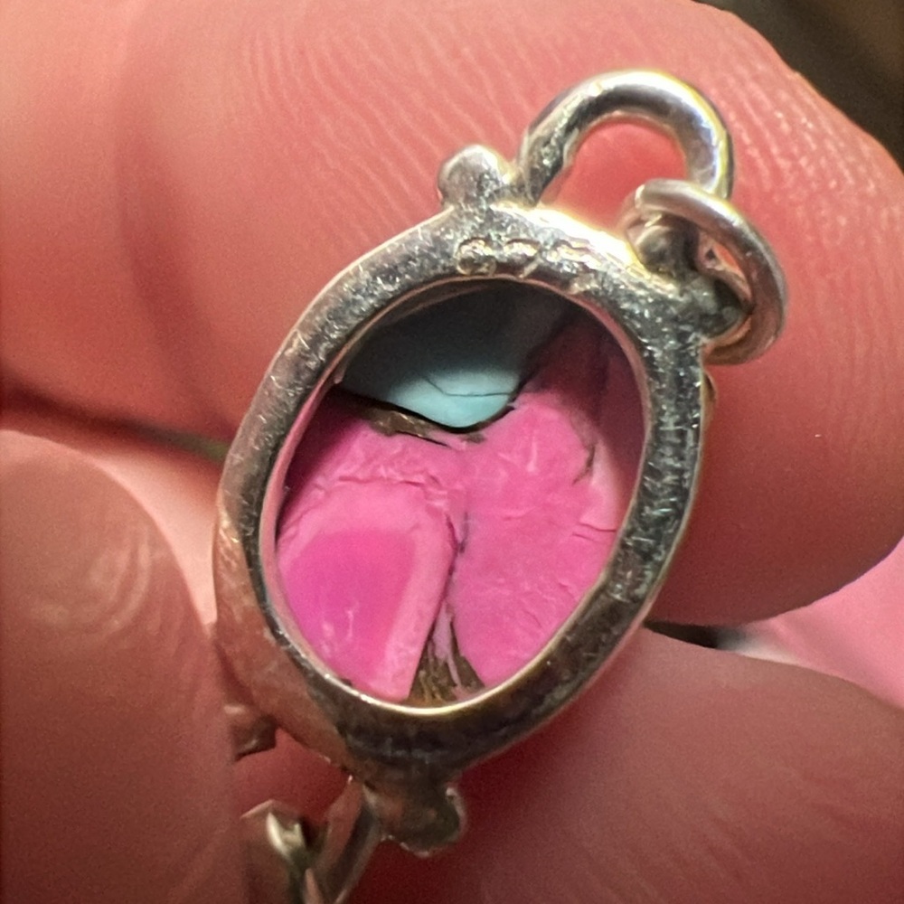 Turquoise “Cotton Candy Dahlia” 925 Sterling Silver Necklace - Picture 4 of 5